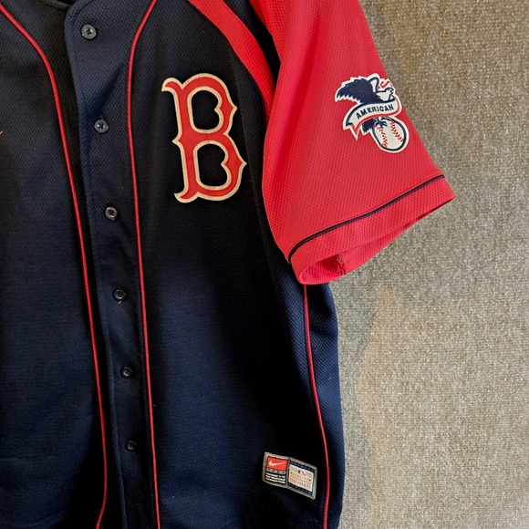 Nike Team Boston Red Sox MLB Baseball Jersey Mens Large Navy Blue Red Button Up - Picture 3 of 11